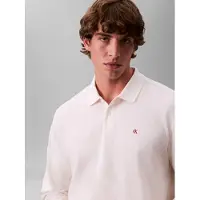 Calvin Klein Ls Casual Pique Polo White Greige Taglia: XL | Maglie a manica lunga Outlet | Uomo | Bianco
