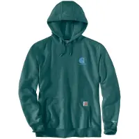 Carhartt Signature Logo Sweatshirt Felpa con cappuccio Uomo (XXL, blu/turchese)