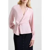French Connection Laurel Crepe Peplum Top Peach Pink Taglia: 14 | Maglie a manica lunga Outlet | Donna | Arancia