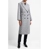 French Connection Lowen Wool Double Breasted Coa Black Cream Taglia: 8 | Cappotti doppiopetto Outlet | Donna | Nero