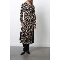 French Connection Kelly Print Jersey L/s Dress Bitter Choc/porc Crm Taglia: M | Abiti Midi Outlet | Donna