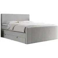 MKS Meble Letto boxspring matrimoniale con materasso a tasche multiple e due cassetti - KING DOREN - 200x200 cm - Beige - H4