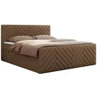 MKS Meble Letto boxspring 160x200 con contenitore e materasso H4 - Paris Duo - Pelle finta marrone