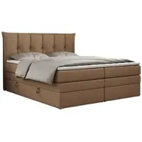 MKS Meble Letto boxspring con materasso a molle insacchettate a 7 zone e topper - PREMIUM-10-KING - 180x200 cm - Marrone - H4