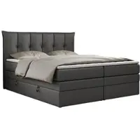 MKS Meble Letto boxspring con materasso a molle insacchettate a 7 zone e topper - PREMIUM-10-KING - 120x200 cm - Grigio scuro - H4