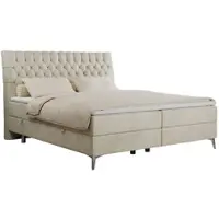 MKS Meble Letto con rete a molle 120x200 con 2 contenitori per biancheria, materasso e topper, letto imbottito 120x200, letto 120x200 - MILEN - 120x200 cm - Beige - Velluto - H4
