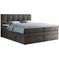 MKS Meble Letto boxspring con materasso matrimoniale - ALVIN-KING - 180 x 200 cm - Grigio scuro - H4