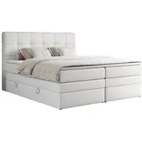 MKS Meble Letto boxspring, letto imbottito, letto, camera da letto - ERNI-KING - 140x200 cm - Bianco - H3