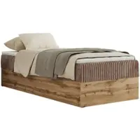 MKS Meble Letto continentale senza testiera Wood Zero 90x200 cm - Multipocket H3 | Marrone Velluto - Topper Visco
