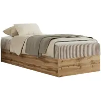 MKS Meble Letto continentale senza testiera Wood Zero 90x200 cm - Multipocket H4 | Marrone chiaro Velluto a coste - Topper T25
