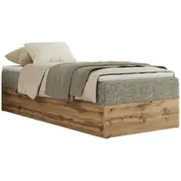 MKS Meble Letto continentale senza testiera Wood Zero 90x200 cm - Multipocket H4 | Grigio Tessuto strutturato - Topper Visco