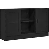 Syfax Credenza Rovere Nero 120 x 30,5 x 70 cm Legno multistrato