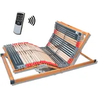 FMP Matratzenmanufaktur Rete a doghe a 7 zone Rhodos EL - Testiera e pediera regolabili elettricamente, 44 doghe, fascia centrale, telecomando, 90x200 cm