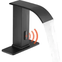 StarTech.com Miscelatore automatico per lavabo - Rubinetto a sensore - Infrarossi - Funzionamento a batteria - Con piastra di copertura - Bocca a cascata - Per bagno e uso commerciale - Nero opaco