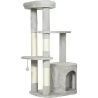 Northio Torre per gatti 114 cm, pali in sisal, multilivello, grigio chiaro