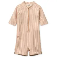 Liewood Kid's Max Seersucker Shortsleeve Swim Jumpsuit Costume intero Bambini (116, bianco)