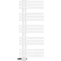 LuxeBath Radiatore da bagno Design, 500x1200 mm, bianco, set di collegamento termostatico ad angolo universale e passante, senza elemento riscaldante