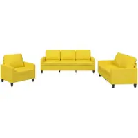 Syfax Set di Divani 3 pz con Cuscini Giallo Chiaro in Tessuto