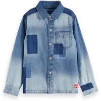 Scotch & Soda Boy Denim Washed Patchwork Overshirt Art From The Heart Taglia: 14 | Camicie Outlet | Unisex | Blu