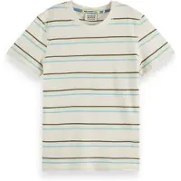 Scotch & Soda Boy Relaxed-fit Yarn-dyed Striped T-shirt Soft Ice/ Neon Yel Taglia: 16 | T-shirt Outlet | Unisex