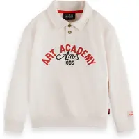 Scotch & Soda Boy Relaxed-fit Polo Sweatshirt With Front Artwork Eggnog Taglia: 4 | Camicie Outlet | Unisex | Bianco