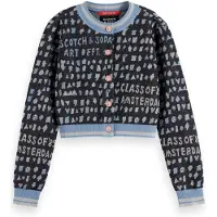 Scotch & Soda Girl Slim-fit Cropped Jacquard Cardigan Charcoal Art Taglia: 4 | Maglioni Outlet | Unisex | Nero