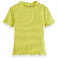 Scotch & Soda Girl Mock Neck Ribbed Slim-fit Short-sleeve T-shirt Limeade Taglia: 12 | T-shirt Outlet | Unisex | Verde