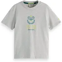 Scotch & Soda Girl Regular-fit Artwork T-shirt Light Grey Melange Taglia: 10 | T-shirt Outlet | Unisex | Grigio