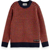Scotch & Soda Boy Regular-fit Chenille Pullover Sky Captain/ Cherry Tomato Taglia: 6 | Maglioni Outlet | Unisex | Rosso