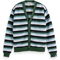 Scotch & Soda Crochet Dropped Shoulder Cardigan Sage Green Multi Stripe Taglia: M | Giacche Outlet | Uomo | Verde