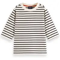 Scotch & Soda Girl Denim Washed Breton T-shirt With Wrap Details Blue Whit Taglia: 12 | T-shirt Outlet | Unisex | Blu
