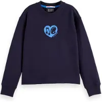 Scotch & Soda Girl Relaxed-fit Sweatshirt With Front And Back Artwork Sky Taglia: 12 | Maglioni Outlet | Unisex | Bianco