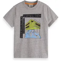 Scotch & Soda Boy Relaxed-fit T-shirt With Front Artwork Grey Melange Taglia: 4 | T-shirt Outlet | Unisex | Grigio