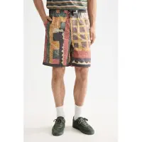 Scotch & Soda Printed Patchwork Cotton-poplin Loose Fit Bermuda Mountains Taglia: L | Outlet | Uomo