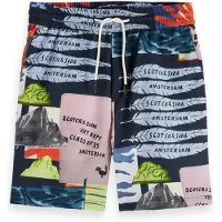 Scotch & Soda Boy All-over Printed Shorts Art Dept Collage Anthracite Taglia: 4 | Pantaloni Outlet | Unisex