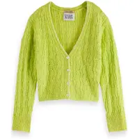 Scotch & Soda Girl Lightweight Ajour-knitted Cardigan Limeaid Melange Taglia: 6 | Maglioni Outlet | Unisex | Verde
