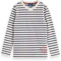 Scotch & Soda Boy Denim Washed Striped Breton T-shirt Blue White Stripe Taglia: 12 | T-shirt Outlet | Unisex | Blu