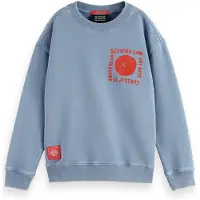 Scotch & Soda Boy Loose-fit Artwork Sweatshirt Faded Denim Taglia: 6 | Maglioni Outlet | Unisex | Blu