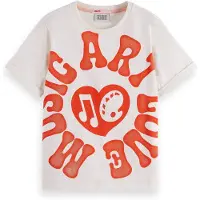 Scotch & Soda Girl Relaxed-fit T-shirt With Front Artwork Eggnog Taglia: 6 | T-shirt Outlet | Unisex | Bianco