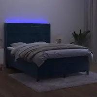 Prolenta Maison Exclusive - Letto boxspring con materasso e LED blu scuro 140x200 cm velluto