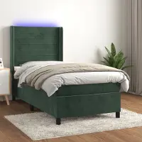 Prolenta Maison Exclusive - Letto boxspring con materasso e LED verde scuro 100x200 cm velluto