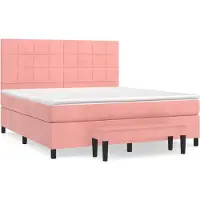 vidaXL Letto a molle con materasso rosa 160x200 cm in velluto