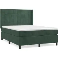 Syfax Giroletto a Molle con Materasso Verde Scuro 140x200 cm Velluto