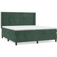 Syfax Giroletto a Molle con Materasso Verde Scuro 160x200 cm Velluto