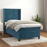 Prolenta Maison Exclusive - Letto boxspring con materasso blu scuro 80x200 cm velluto