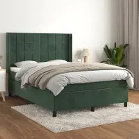 Prolenta Maison Exclusive - Letto boxspring con materasso verde scuro 140x190 cm velluto