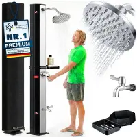 Kesser Doccia solare da 40-60 litri, produce acqua calda fino a 60°C, inclusa una mensola per gli accessori da doccia e una copertura protettiva