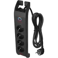 Emos Ciabatta elettrica a 4 prese con protezione dalle sovratensioni, cavo da 2 m con interruttore e indicatore LED, 1800 J, corrente di dispersione 15000 A, P54222
