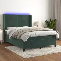 Prolenta Maison Exclusive - Letto boxspring con materasso e LED verde scuro 140x200 cm velluto