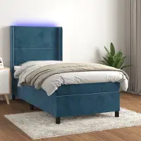 Prolenta Maison Exclusive - Letto boxspring con materasso e LED blu scuro 100x200 cm velluto
